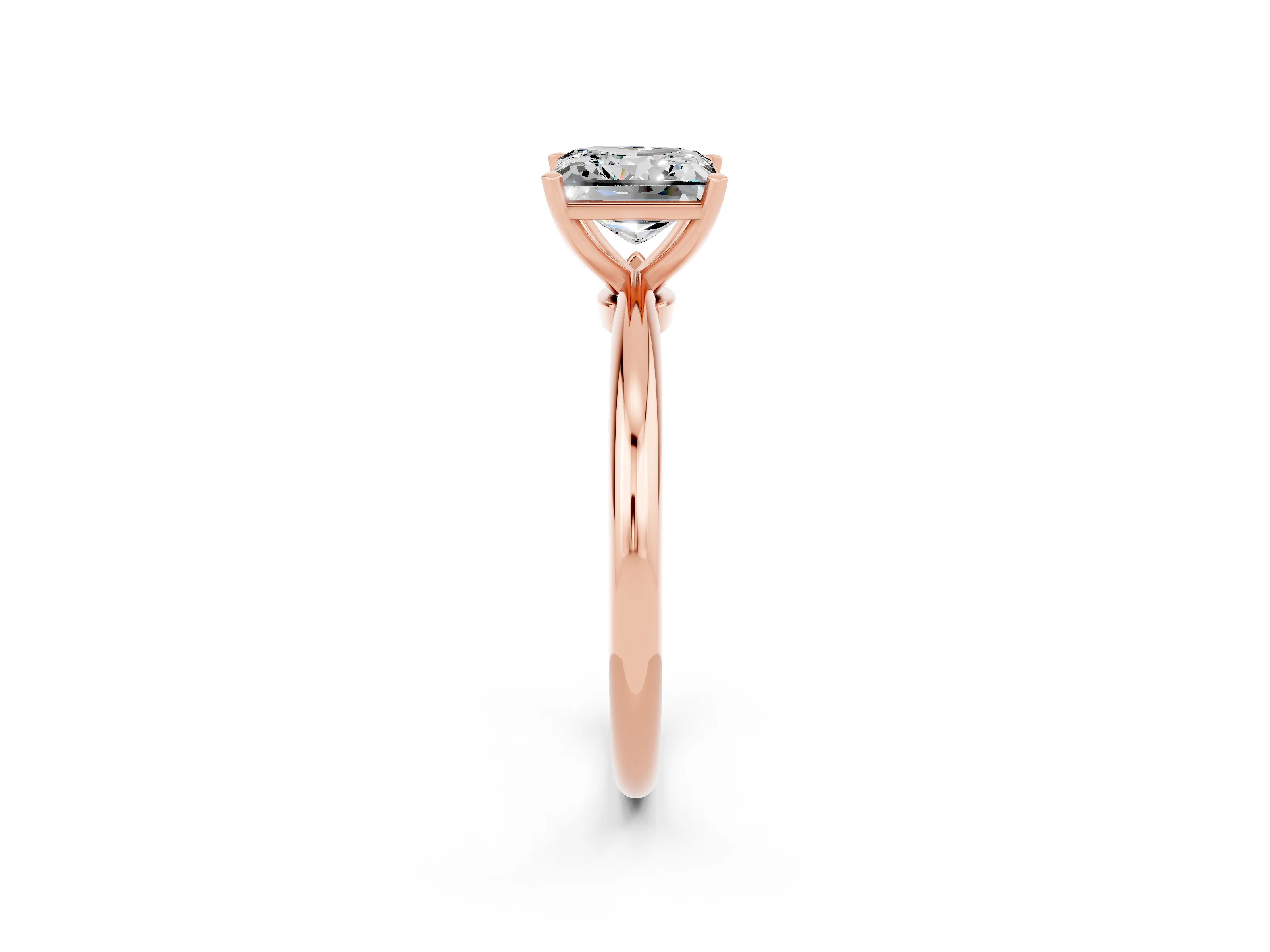 Rose gold Princess Cut Moissanite Solitaire Ring with Six-Prong Setting and Classic Band_2