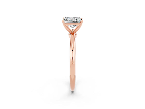 Rose gold Princess Cut Moissanite Solitaire Ring with Six-Prong Setting and Classic Band