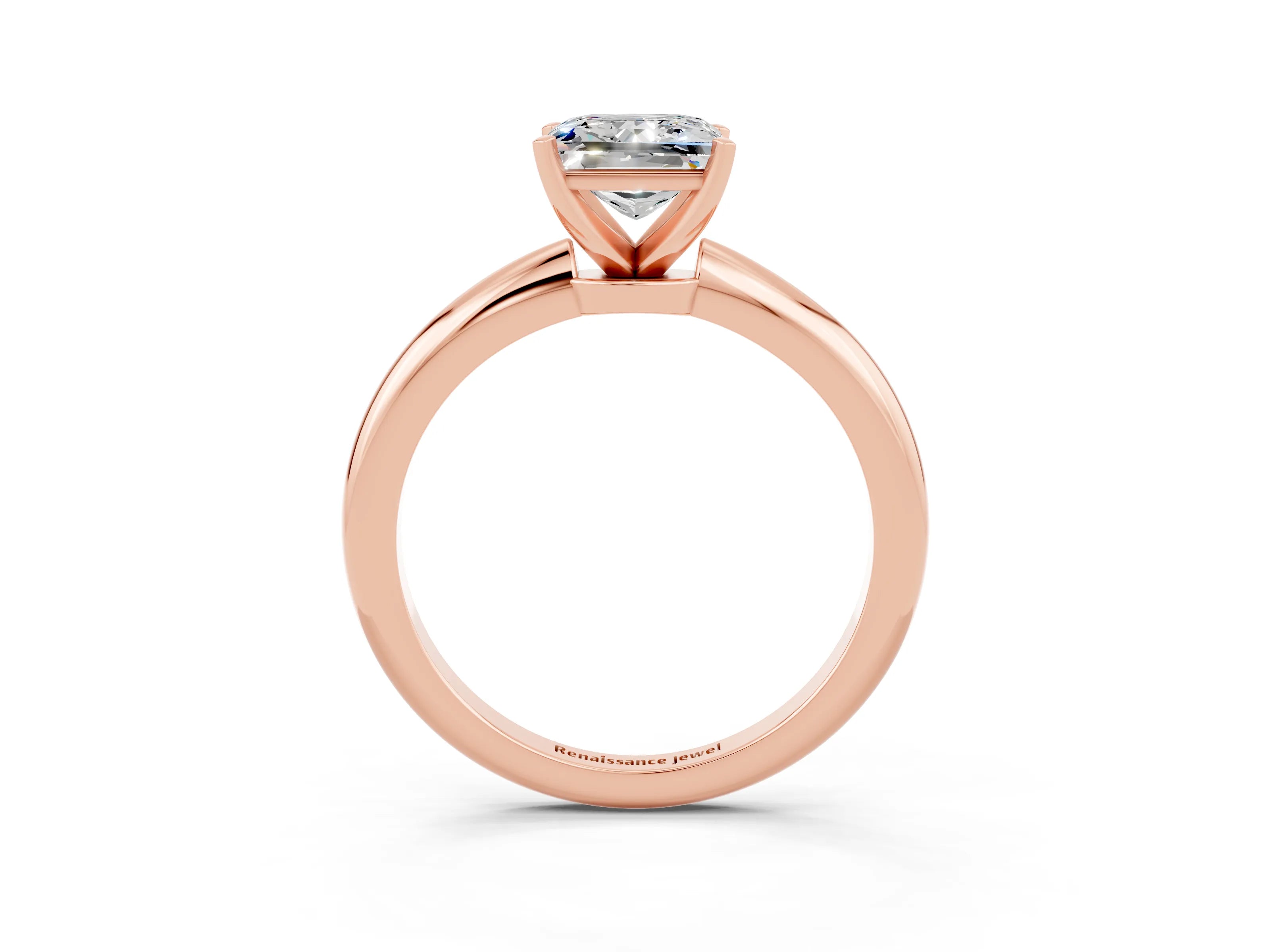 Rose gold Princess Cut Moissanite Solitaire Ring with Six-Prong Setting and Classic Band_3