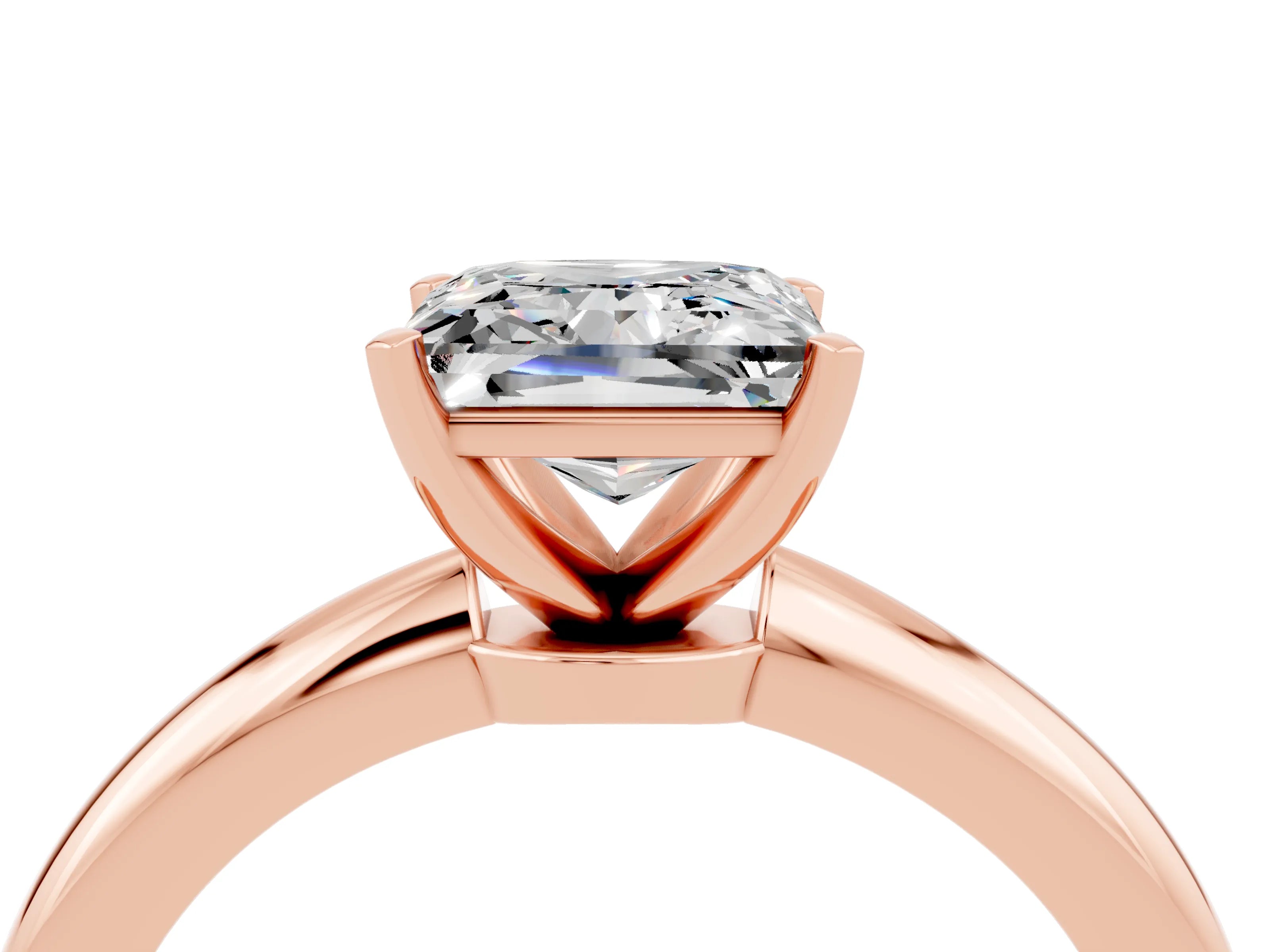 Rose gold Princess Cut Moissanite Solitaire Ring with Six-Prong Setting and Classic Band_4