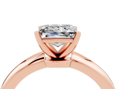 Rose gold Princess Cut Moissanite Solitaire Ring with Six-Prong Setting and Classic Band_4