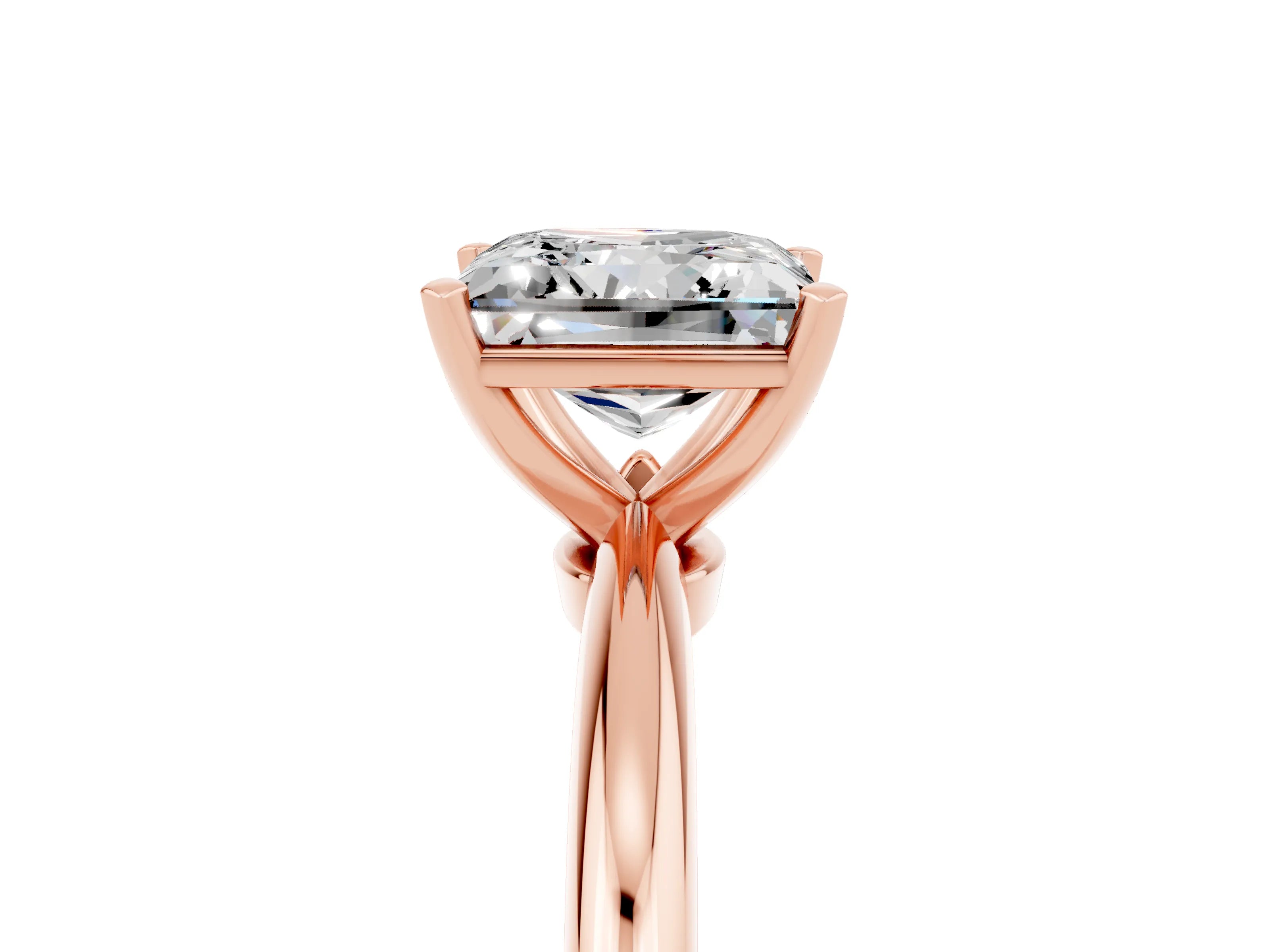 Rose gold Princess Cut Moissanite Solitaire Ring with Six-Prong Setting and Classic Band_5
