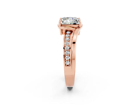 Rose gold Princess Cut Moissanite Solitaire Ring with Split Shank and Prong Setting_2