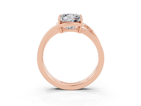 Rose gold Princess Cut Moissanite Solitaire Ring with Split Shank and Prong Setting_3