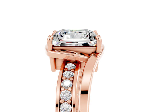 Rose gold Princess Cut Moissanite Solitaire Ring with Split Shank and Prong Setting_5