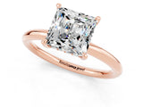 Rose gold Princess Cut Moissanite Solitaire Ring with Thin Band and Four-Prong Setting_1