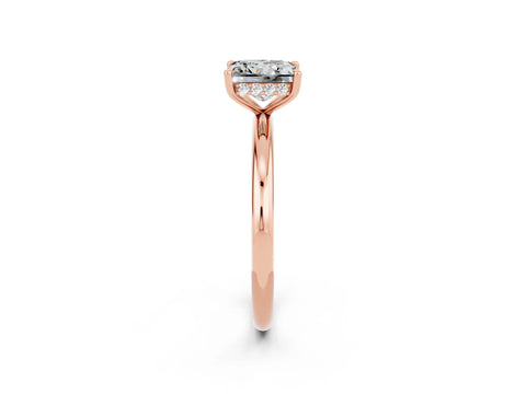 Rose gold Princess Cut Moissanite Solitaire Ring with Thin Band and Four-Prong Setting_2