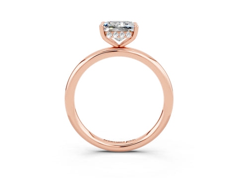 Rose gold Princess Cut Moissanite Solitaire Ring with Thin Band and Four-Prong Setting_3