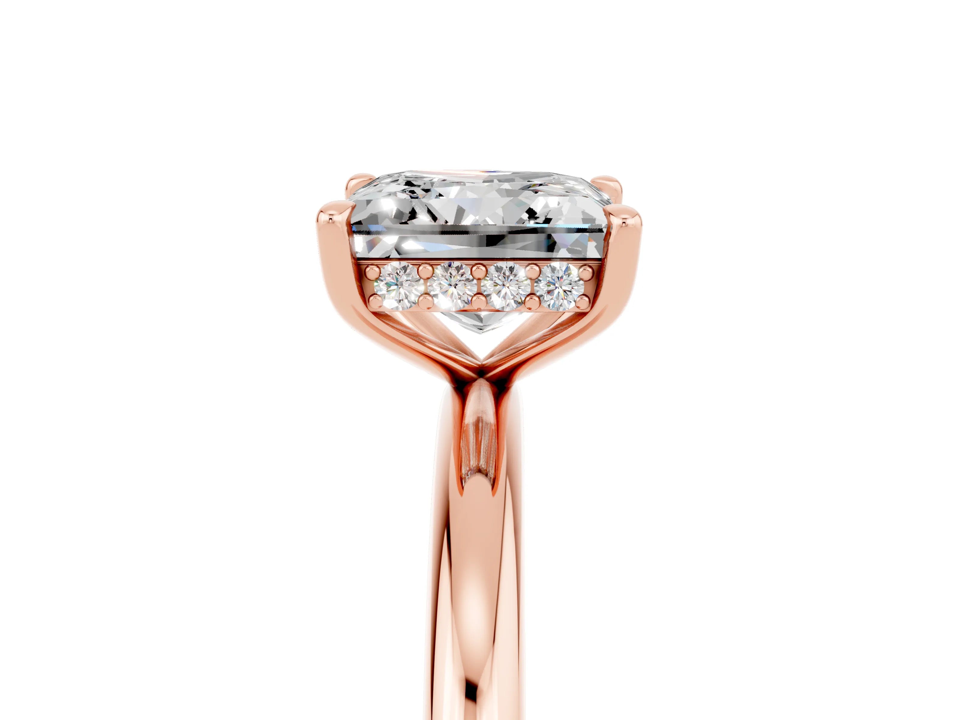 Rose gold Princess Cut Moissanite Solitaire Ring with Thin Band and Four-Prong Setting_5