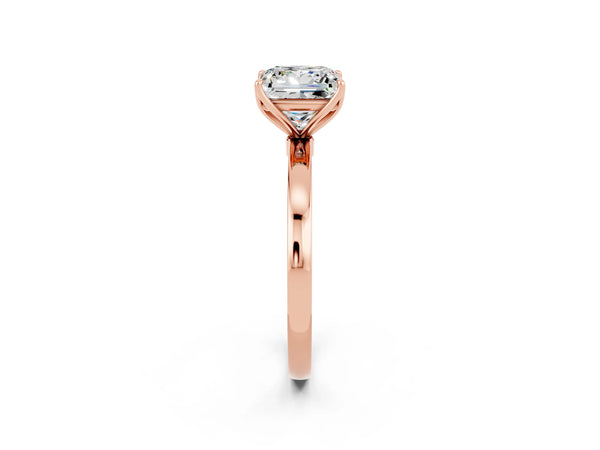 Rose gold Princess Cut Moissanite Solitaire Ring with Thin Band and Prong Setting