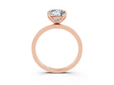 Rose gold Princess Cut Moissanite Solitaire Ring with Thin Band and Prong Setting_15