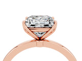 Rose gold Princess Cut Moissanite Solitaire Ring with Thin Band and Prong Setting_16