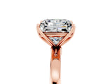 Rose gold Princess Cut Moissanite Solitaire Ring with Thin Band and Prong Setting_17