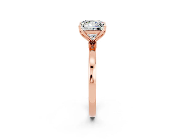 Rose gold Princess Cut Moissanite Solitaire Ring with Thin Band and Prong Setting