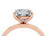 Rose gold Princess Cut Moissanite Solitaire Ring with Thin Band and Prong Setting_28