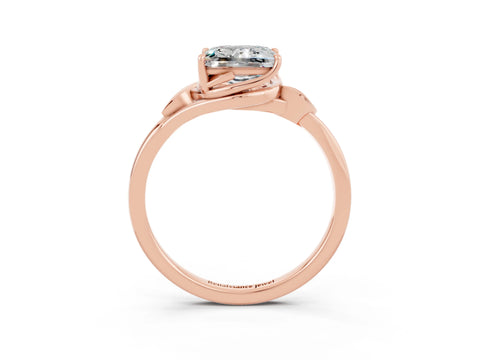 Rose gold Princess Cut Moissanite Solitaire Ring with Twist Band and Four-Prong Setting_27