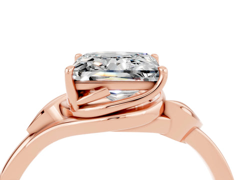 Rose gold Princess Cut Moissanite Solitaire Ring with Twist Band and Four-Prong Setting_28