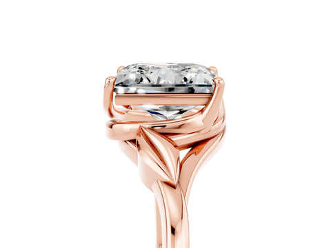 Rose gold Princess Cut Moissanite Solitaire Ring with Twist Band and Four-Prong Setting_29