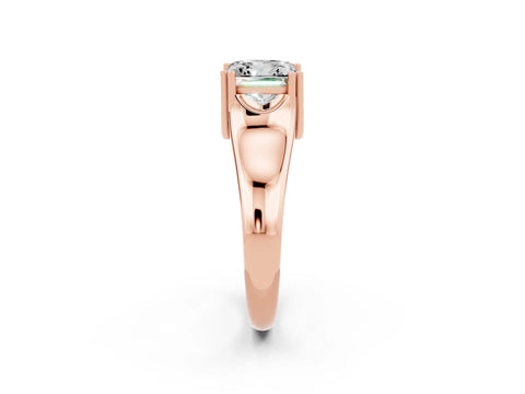 Rose gold Princess Cut Moissanite Solitaire Ring with Wide Band and Prong Setting_2