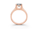 Rose gold Princess Cut Moissanite Solitaire Ring with Wide Band and Prong Setting_3