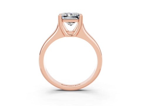 Rose gold Princess Cut Moissanite Solitaire Ring with Wide Band and Prong Setting_3