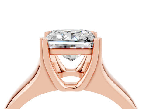 Rose gold Princess Cut Moissanite Solitaire Ring with Wide Band and Prong Setting_4