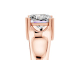 Rose gold Princess Cut Moissanite Solitaire Ring with Wide Band and Prong Setting_5