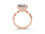 Rose gold Princess Cut Moissanite Solitaire Twisted Band with Round  Accents and Prong Setting_15