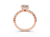 Rose gold Princess Cut Moissanite Solitaire with Side Stones, Pave Band, Four-Prong Setting_27