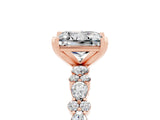 Rose gold Princess Cut Moissanite Solitaire with Side Stones, Pave Band, Four-Prong Setting_29