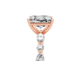 Rose gold Princess Cut Moissanite Solitaire with Side Stones on a Pavé Band and Four-Prong Setting_5