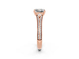 Rose gold Princess Cut Moissanite Split Shank Engagement Ring with Pavé Band_2