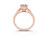 Rose gold Princess Cut Moissanite Split Shank Engagement Ring with Pavé Band_3
