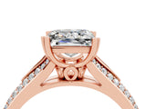 Rose gold Princess Cut Moissanite Split Shank Engagement Ring with Pavé Band_4