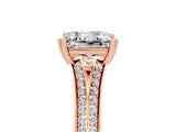 Rose gold Princess Cut Moissanite Split Shank Engagement Ring with Pavé Band_5