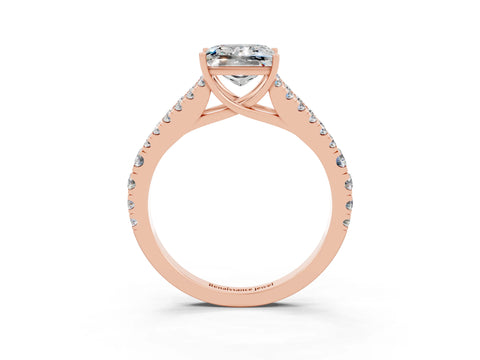 Rose gold Princess Cut Moissanite Split Shank Pavé Engagement Ring with Four-Prong Setting_15