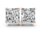 Rose gold Princess Cut Moissanite Stud Earrings_30