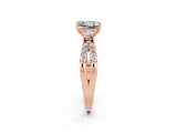 Rose gold Princess Cut Moissanite Three-Stone Ring with Pavé Split Shank and Four-Prong Setting_2