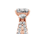 Rose gold Princess Cut Moissanite Three-Stone Ring with Pavé Split Shank and Four-Prong Setting_5