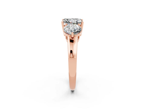 Rose gold Princess Cut Moissanite Three-Stone Ring with Prong Setting and Classic Band_2