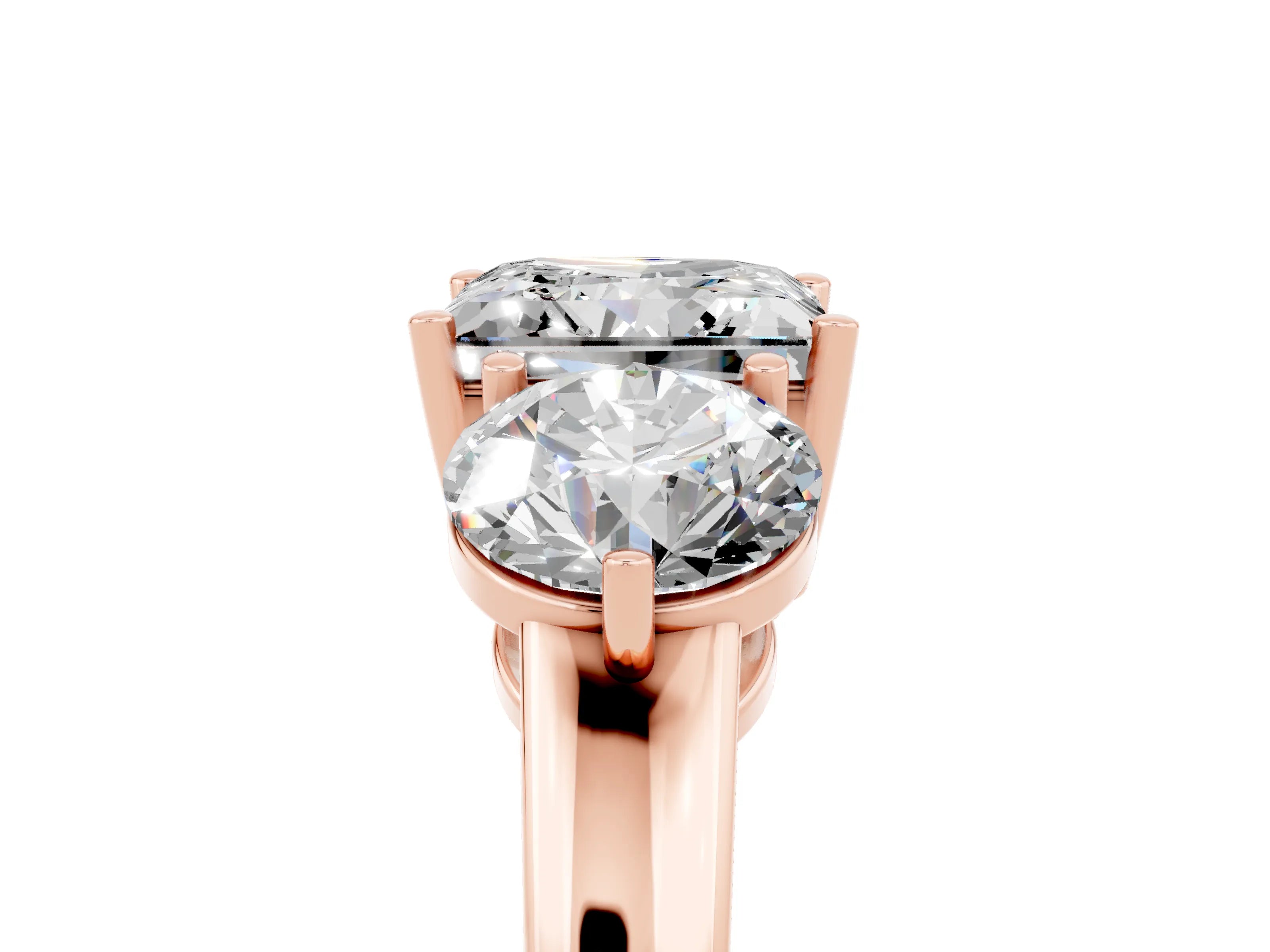 Rose gold Princess Cut Moissanite Three-Stone Ring with Prong Setting and Classic Band_5