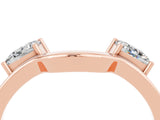 Rose gold Princess Cut Moissanite Two-Stone Open Band Ring with Four-Prong Setting_10