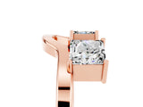 Rose gold Princess Cut Moissanite Two-Stone Open Band Ring with Four-Prong Setting_11