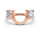 Rose gold Princess Cut Moissanite Two-Stone Open Band Ring with Four-Prong Setting_6