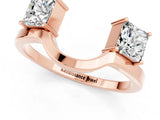 Rose gold Princess Cut Moissanite Two-Stone Open Band Ring with Four-Prong Setting_7