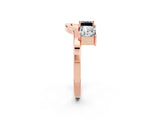 Rose gold Princess Cut Moissanite Two-Stone Open Band Ring with Four-Prong Setting_8