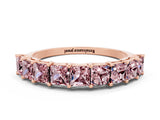 Rose gold Princess Cut Morganite Channel-Set Eternity Band with Prong Setting_6