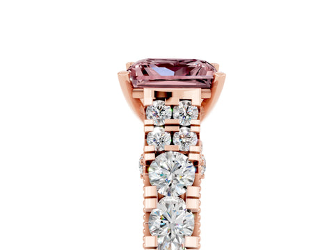 Rose gold Princess Cut Morganite Classic Solitaire Ring with Pavé Band and Four-Prong Setting_5