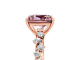 Rose gold Princess Cut Morganite Cluster Side Stone Solitaire Ring with Prong Setting_29