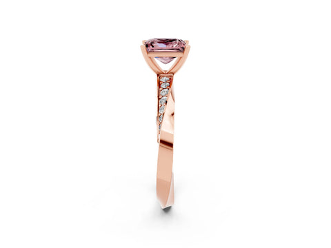 Rose gold Princess Cut Morganite Engagement Ring with Side Stone Accents and Four-Prong Setting_41